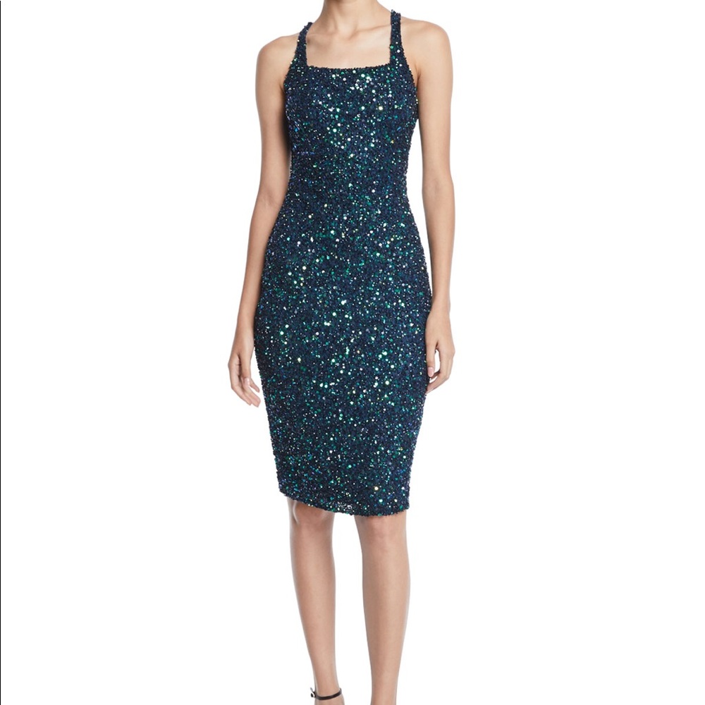 NWT Parker Black green sequin dress